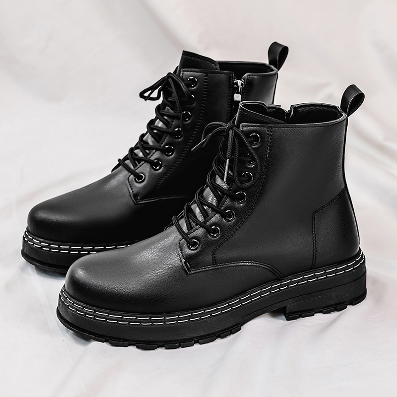 Mens Fashion Modern - Botas masculinas de couro envernizado preto