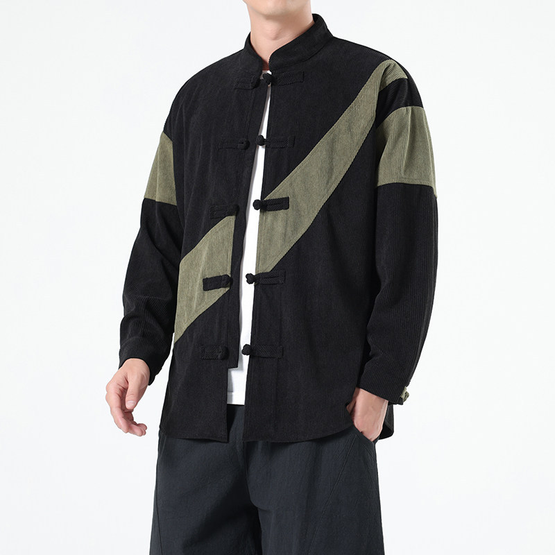 Corduroy Jacket Men - Camisa Masculina Estilo Chinês Primavera Outono,