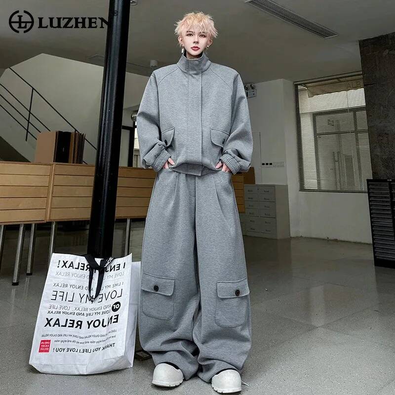 Men'S Fashion Color - LUZHEN Cardigã Colorido 2026 de Couro