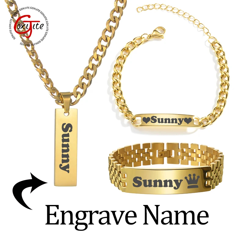 Men'S Fashion Jewelry Bracelets - Goxijite personalizado gravado nome colar cubana