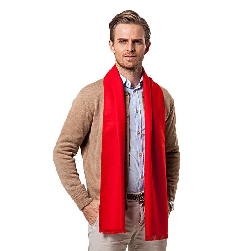 Men Scarf Wool - Lenço vermelho monocromático masculino, marca de