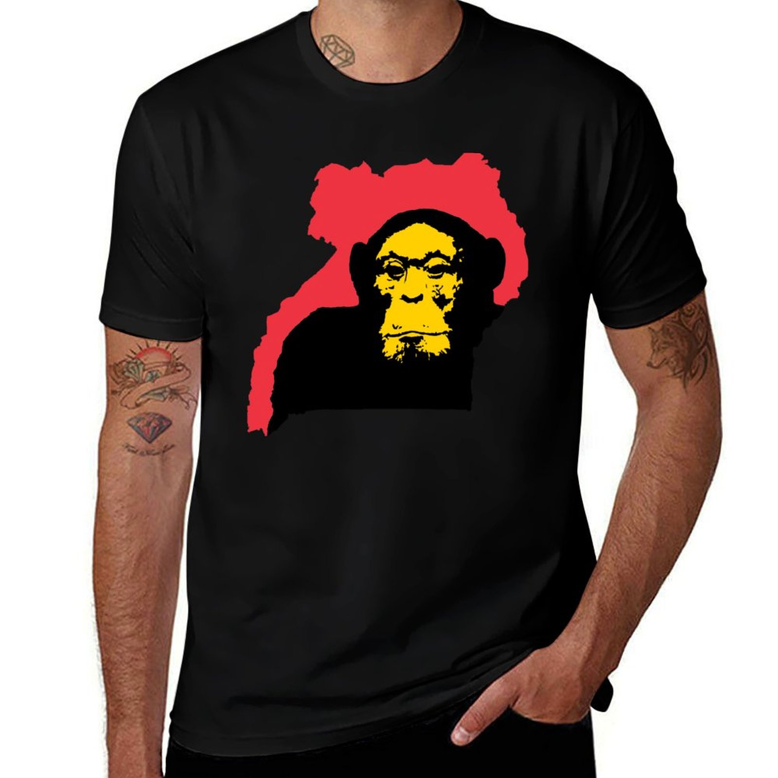Men Fashion Uganda - Camiseta de Chimpanzé da Uganda, Estampa