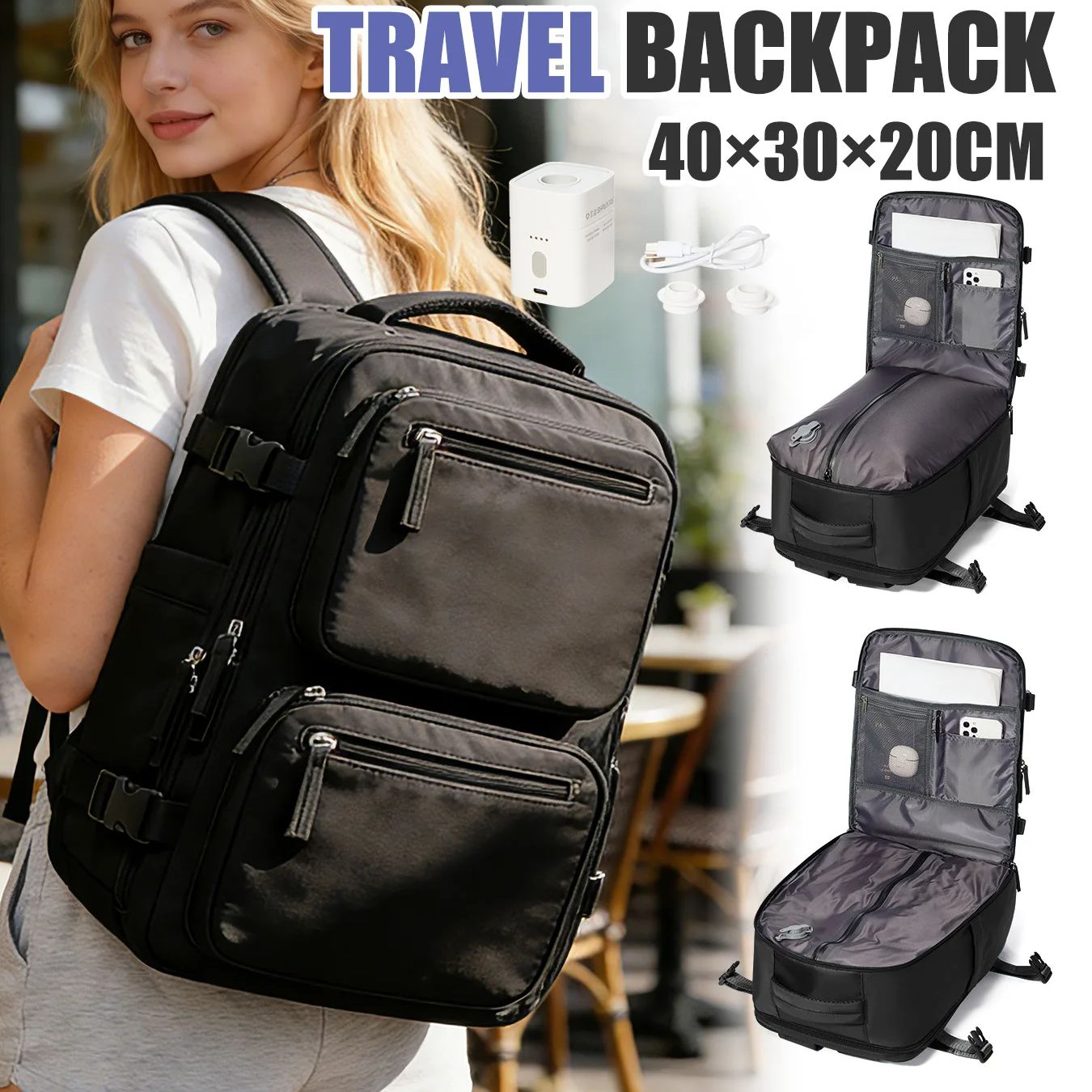 Mens Fashion Blog - Mochila Feminina com Bomba de Vácuo,