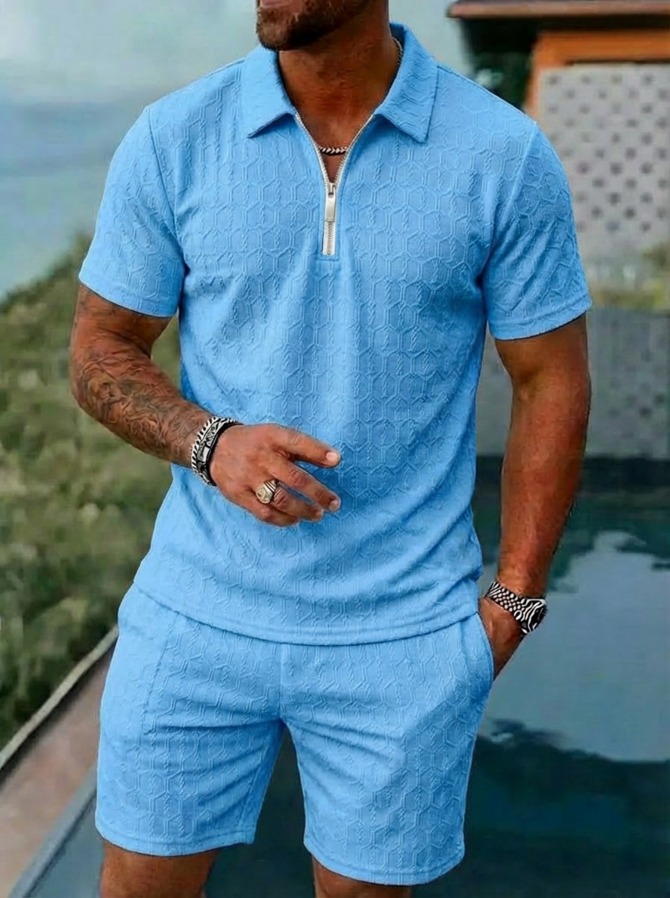 Conjunto de Camisa POLO de Man - Men'S Fashion Color avaliação e preço