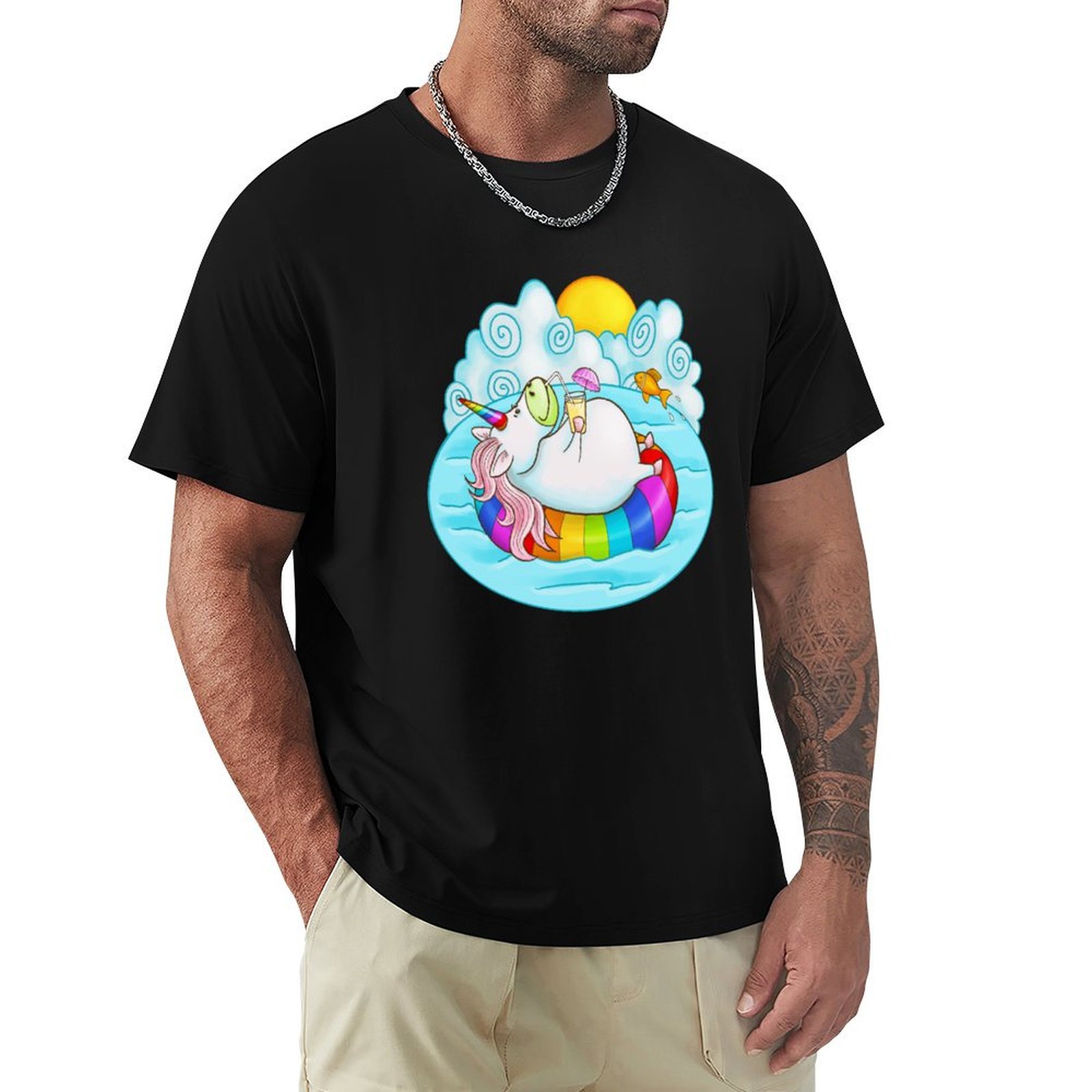 Camiseta Casual de Moda Urbana - Men'S Fashion Umbrella avaliação e preço