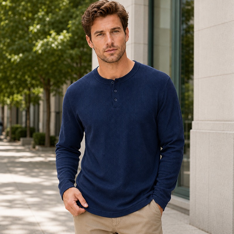 Camisa Henley masculina de man - Men'S Fashion Color avaliação e preço