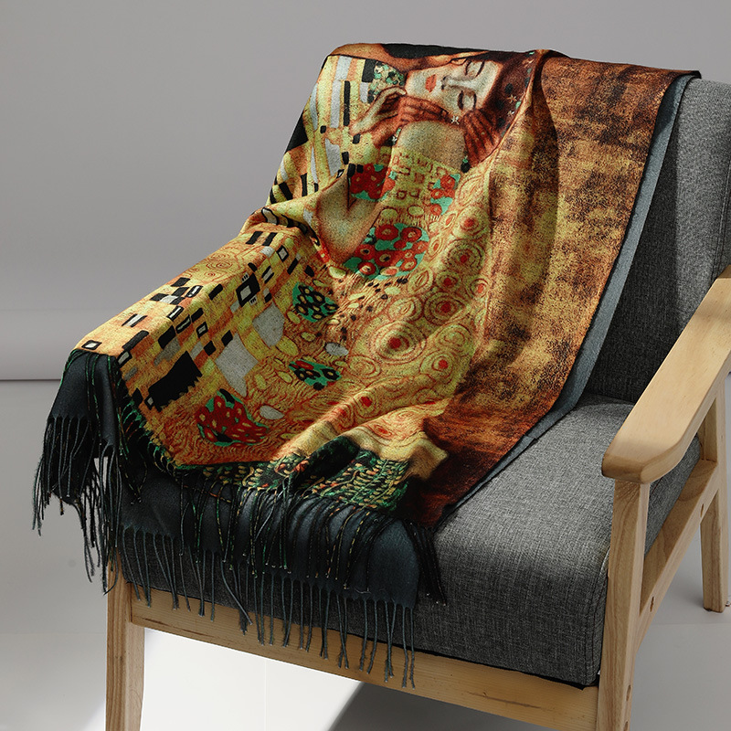 Marca de luxo pintura a óleo c - Men Scarf Wool avaliação e preço